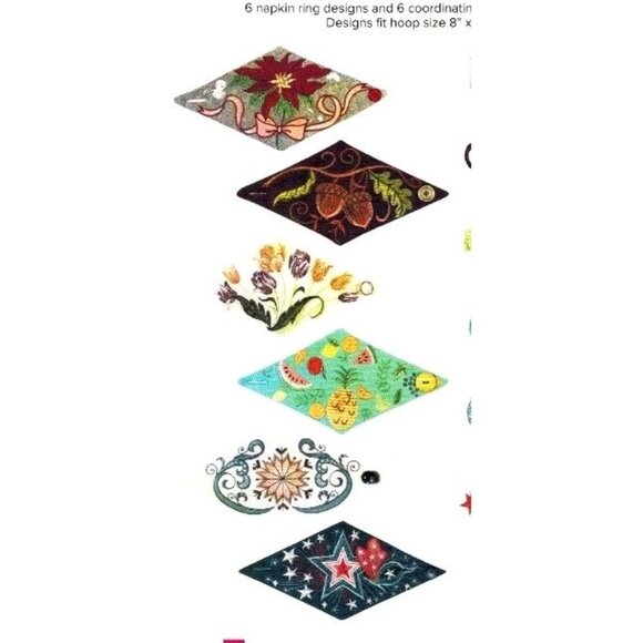 Anita Goodesign Embroidery CD Seasonal Napkin Rings & Borders - Picture 8 of 11